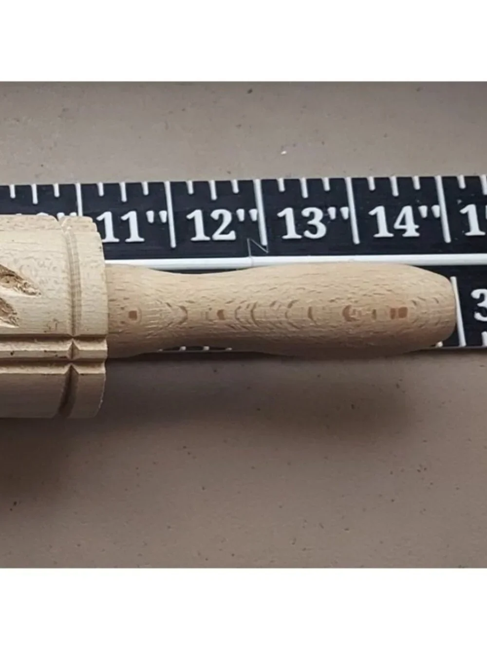 NEW Springerle Wooden Rolling Pin Embossed Cookie Dough Floral Leaf Beachwood